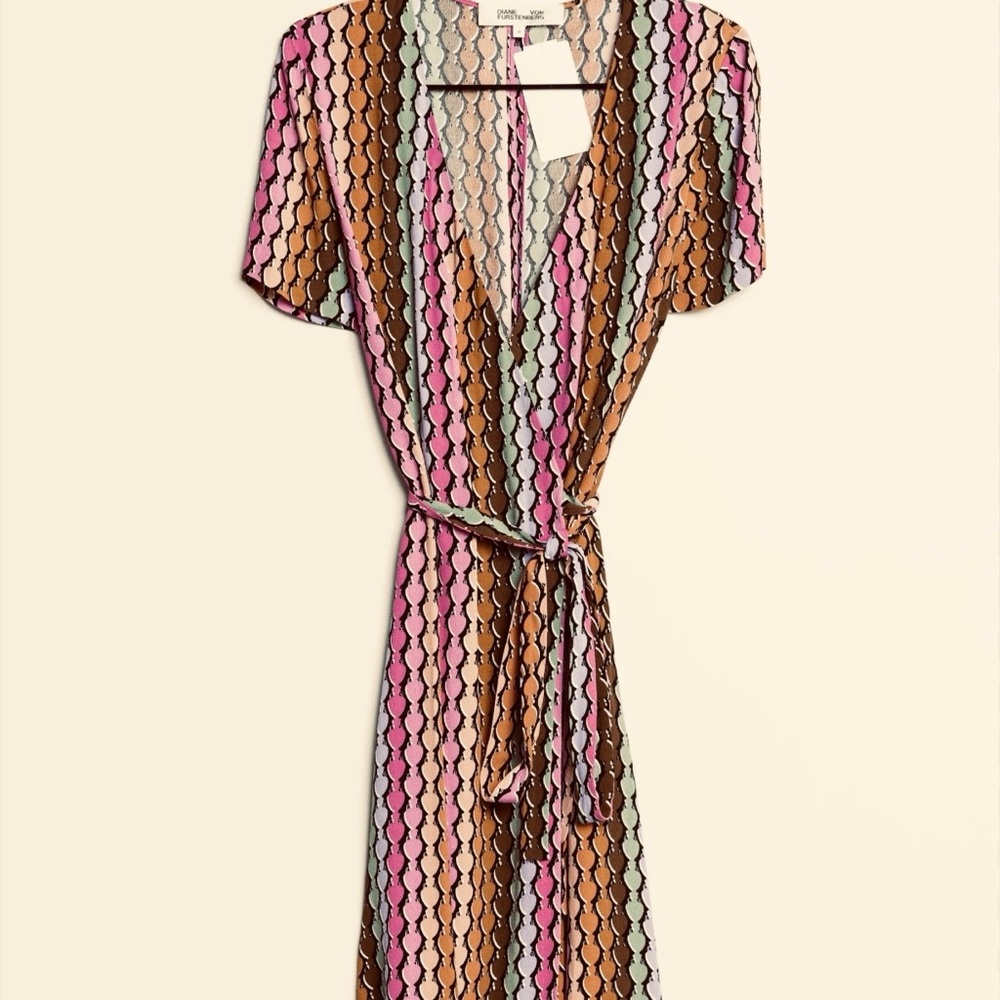 Diane Von Furstenberg Multicolor Wrap Dress — Pink, Orange, Green, Purple, Brown - Picture 6 of 6